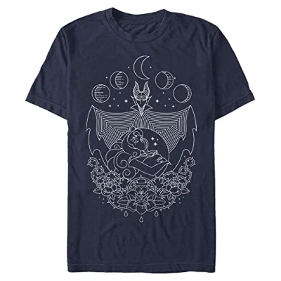 Abbildung von Disney Unisex Sleeping Beauty Maleficent Geo Line Organic Short Sleeve T shirt, Navy Blue, L