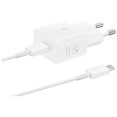 Abbildung von Samsung Ladegerät Netzteil ﻿Original 25W Efficiency Adapter mit USB C auf Kabel 1 Meter Weiß