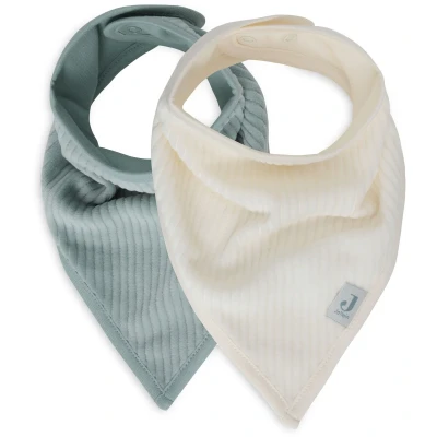 Abbildung von Jollein Sabberlätzchen Baby Bandana Velvet Rib, Sea Green/Ivory 2er Pack Baumwolle, Polyester Mit Klettverschluss Babylatz Lätzchen