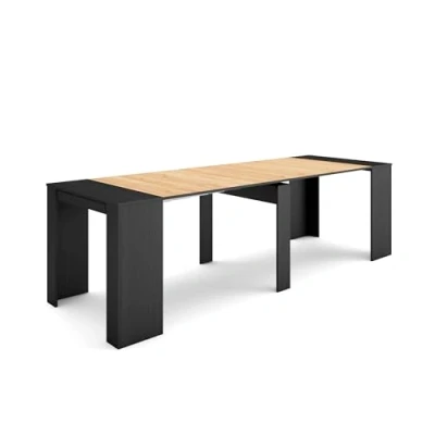 Abbildung von Skraut Home Ausziehbarertisch Multifunktionaler ausziehbarer 260 Für 12 Gäste Esszimmertische Moderner Stil Schwarz Eiche