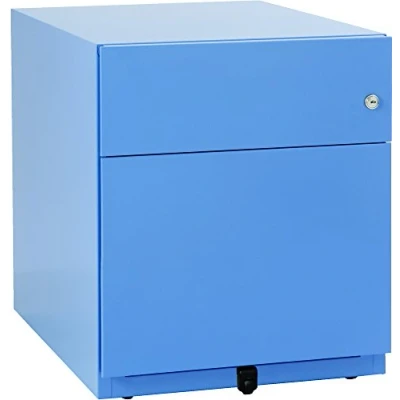 Abbildung von BISLEY Rollcontainer Note mit Griffleiste, 1 Universalschublade, HR Schublade, Metall, 605 Blau, 56.5 x 42 49.5 cm