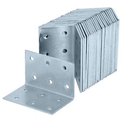Abbildung von HELPMATE 24 Stück Lochplattenwinkel 40x40x60 mm Winkelverbinder galvanisch verzinkt &amp; blau passiviert Holzverbinder mit hervorragendem Korrosionsschutz Lochwinkel