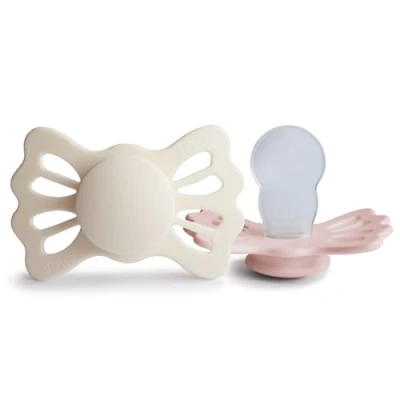 Abbildung von FRIGG Lucky Silikon Schnuller Symmetrischer 2er Pack BPA frei Hergestellt in Dänemark Cream/Blush Größe 2 (6 18 Monate)