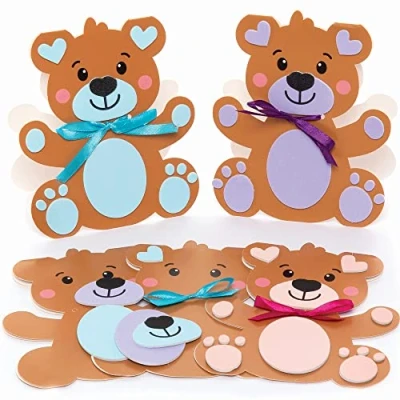 Abbildung von Baker Ross Valentinstag Bär Karten 6er Pack, Basteln für Kinder (FC416)