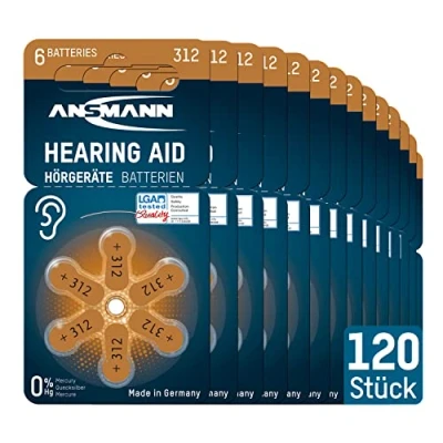 Abbildung von ANSMANN Hörgerätebatterien Typ 312 braun, 120 Stück, Vorratspack, Zink Luft 1,4V, German Quality Check, Hörgeräte &amp; Hörhilfen