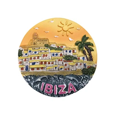 Abbildung von 3D Ibiza Spanien Kühlschrank Kühlschrankmagnet Tourist Souvenirs Handmade Harz Handwerk Magnetische Aufkleber Home Küche Dekoration Reise Geschenk