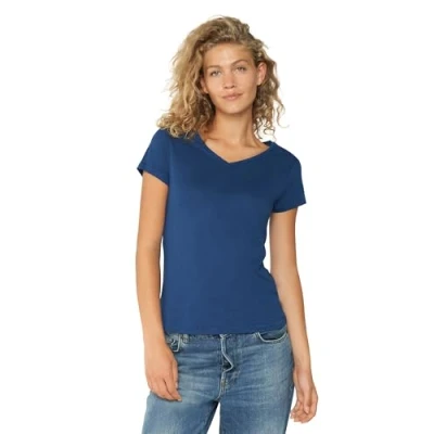 Abbildung von Damen T Shirts Crew or V Neck 1 Pack (V Ausschnitt Blau, L)
