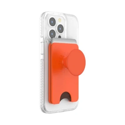 Abbildung von PopSockets: PopWallet+ für MagSafe Kartenhalter mit integriertem austauschbarem PopTop Smartphones und Hüllen Persimmon