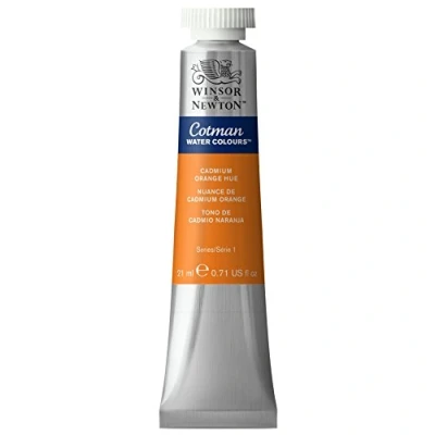 Abbildung von Winsor &amp; Newton 0308090 Cotman Aquarellfarbe mit ausgezeichneter Transparenz, Farbkraft und Verarbeitungseigenschaften, Wasserfarbe 21ml Tube Kadmiumorange Farbton