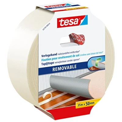 Abbildung von tesa Doppelklebeband REMOVABLE Verlegeband (Packung, 1 St) weiß 25 m : 50 mm