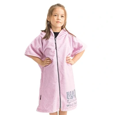 Abbildung von HOMELEVEL Bademantel Frottee Badeponcho mit Reißverschluss Handtuch Poncho für Mädchen, Baumwolle