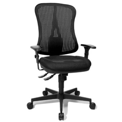 Abbildung von Topstar HE20PBC00 Head Point SY &quot;P4&quot;, ergonomischer Bürostuhl, Schreibtischstuhl, Muldensitz, inkl. Armlehnen, Netzrücken, Stoffbezug schwarz