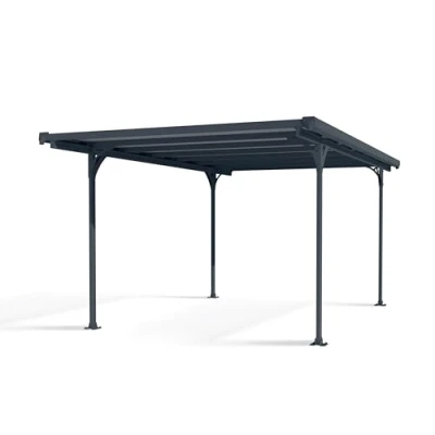 Abbildung von Palram Canopia Einzelcarport &quot;Verona&quot;, Aluminium, 263 cm, Anthrazit, 6mm starke Polycarbonat Stegplatten