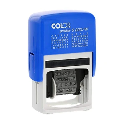 Abbildung von COLOP S220W Wortband Stempel, 12 verschiedene Büro Texte, Abdruckfarbe schwarz