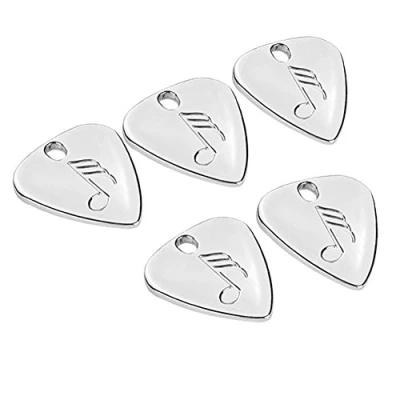 Abbildung von 5 Pcs Plektren, Metall Pick Plektrum für Akustische Gitarre, E Ukulele(Silber)