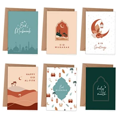 Abbildung von PAPIERDRACHEN Postkarte 6 Klappkarten zu Ramadan als Klappkarte inklusive Umschlag, Stilvolles Design