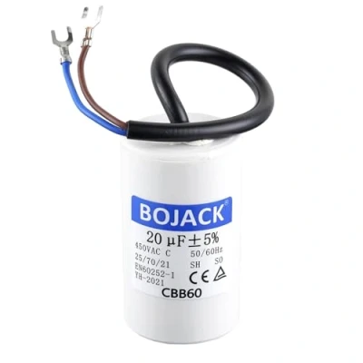 Abbildung von BOJACK CBB60 20uF 450V 50/60HZ Anlaufkondensator, SH Motorbetriebskondensator, AC Motorkondensator, mit Draht