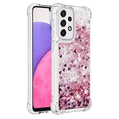 Abbildung von KBIKO zxl Kompatibel mit Samsung Galaxy A33 5G Glitzer Hülle,Mädchen Glitzern Handyhülle,Paillette Flüssigkeit Clear Silikon Schutzhülle für 5G.Rose Gold YBL