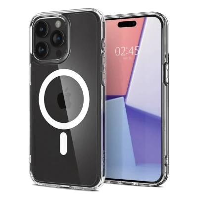 Abbildung von Spigen für iPhone 15 Pro Max Ultra Hybrid MagFit Hülle [Anti Yellowing] Case Handyhülle Transparent Dünn Slim Kompatibel mit MagSafe Weiß
