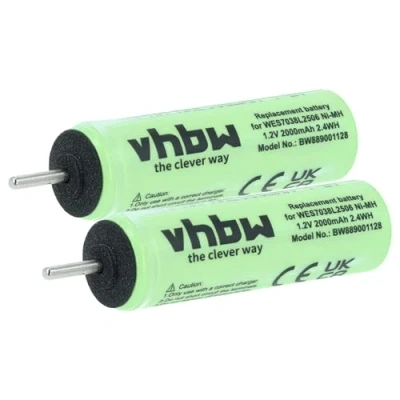 Abbildung von vhbw 2X Akku kompatibel mit Panasonic ES7015, ES7016, ES 702, ES7017, ES7018, ES7006, ES7013 Rasierer (2000 mAh, 1,2 V, NiMH)