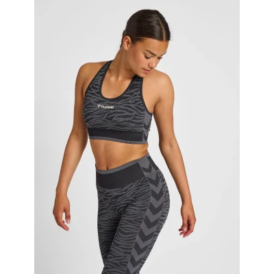 Abbildung von hummel Damen Hmlmt Saga Seamless Sports Top Yoga Shirt, Black/Asphalt Melange, XS EU