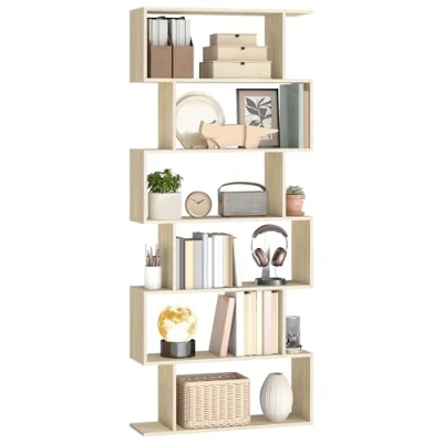 Abbildung von VASAGLE Bücherregal, Regal mit 6 Ebenen, 24 x 70 191 cm, Standregal, Büroregal, freistehend, Dekoregal, zur Präsentation, modern, für Wohnzimmer, Schlafzimmer, Büro, naturbeige LBC061L01