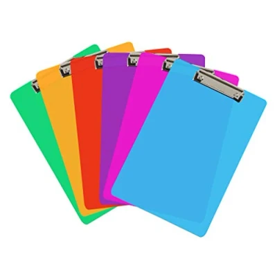 Abbildung von 6 Coloured Plastic Clipboards Strong 12.5 x 9 Inch (A4 Size) Multi Pack Clipboard Holds 100 Sheets! Acrylic with Low Profile Clip &amp; Heavy Duty Boards