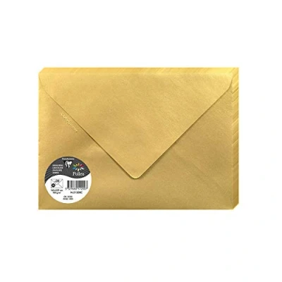 Abbildung von Clairefontaine 51200C Packung mit 20 Umschlag Pollen Format C5 16,2x22,9 cm, 120g, gefüttert, ideal für Einladungen und Korrespondenz, Premium glattes Papier, Gold, 1 Pack