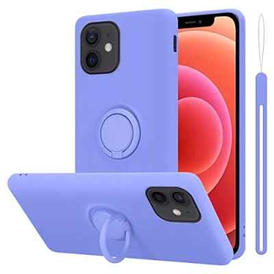Abbildung von Cadorabo Hülle kompatibel mit Apple iPhone 12 Mini Schutzhülle TPU Silikon Case Liquid Design Ring Slim Kratzfest Liquidsilikon Microfaser für in Lila