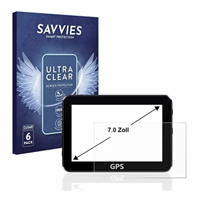 Abbildung von Savvies 6x Schutzfolie 7&quot; für Navigation mit 7,0 Zoll (17.8 cm) [152.5 x 91.5 mm, 15:9] Displayschutz Folie Ultra Transparent