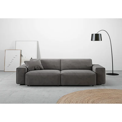 Abbildung von andas Big Sofa &quot;Glimminge auch in Breitcord, Feincord + Easy care Bezug,&quot;, besondere Kedernähte Zierkissen
