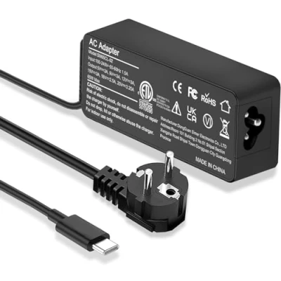 Abbildung von 65W 45W USB C Laptop Ladegerät für Lenovo ThinkPad Yoga HP Chromebook Dell Latitude XPS Asus Acer Samsung Google, Typ Schnelllade Netzteil