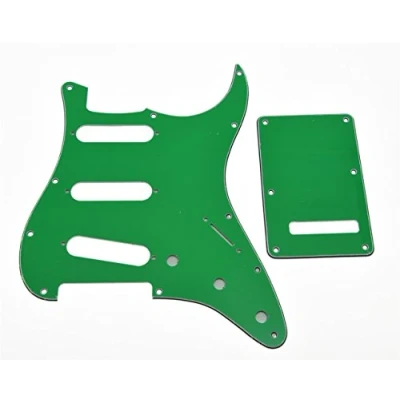 Abbildung von KAISH 11 Loch Strat Style SSS Schlagbrett ST Rückplatte Tremolo Trem Abdeckung für USA/Mexiko Stratocaster/Strat Grün 3 lagig