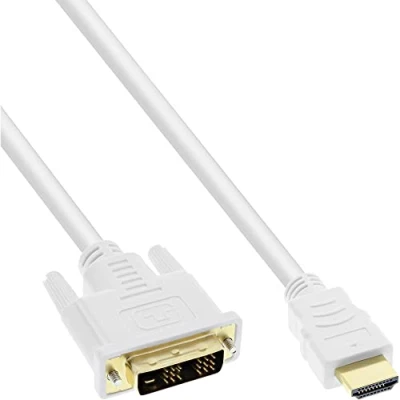 Abbildung von InLine 17659U HDMI DVI Kabel, weiß / gold, Stecker auf 18+1 Stecker, 0,5m