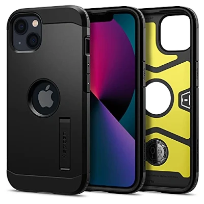 Abbildung von Apple iPhone 13 Mini Hülle Kunststoff Spigen Hard Case/Backcover Handyhülle Schwarz Shockproof/Stoßfest