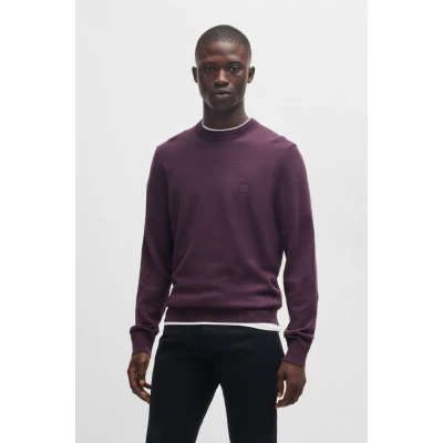 Abbildung von BOSS Kanovano Strickpullover, Herren, Größe: Large, Open purple