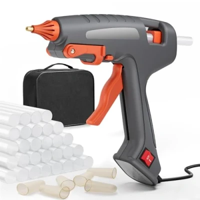 Abbildung von Heißklebepistole, 200W Industriell Heissklebepistole, 60s Schnelles Aufheizen, An/Aus Funktion, klebepistole mit 30 x 11mm Klebesticks &amp; Handtasche, Hot Glue Gun für DIY, Haus Büro Reparatur