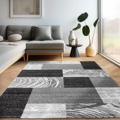 Abbildung von Carpettex Designteppich Abstrakt Kariert Design, Rechteckig, Höhe: 12 mm, Modern Kurzflor Teppich Wohnzimmer Design verschidene größen