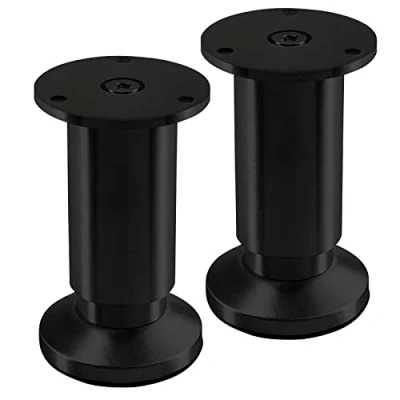 Abbildung von 2 Stück Möbelfüße TERRA Höhe 100 mm Schwarz eloxiert Schrankbeine höhenverstellbar bis max. 15 mm, belastbar 250 kg/je Fuß von SOTECH