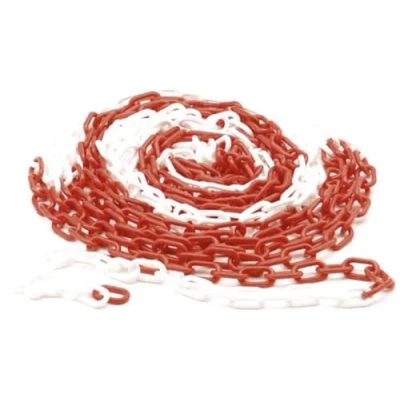 Abbildung von Perel Absperrkette zum Markieren, Absichern oder Absperren von Gefahrenzonen, Baustellen, Bereichen und Wegen, Innen Außenbereich, Kunststoff, Rot/Weiß, 10 m, 6 mm