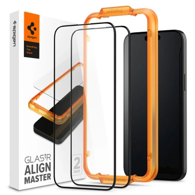 Abbildung von 2er Pack Apple iPhone 15 Panzerglas Spigen AlignMaster Full Cover Screenprotector Screen Protector 2 für das