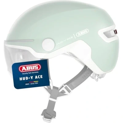 Abbildung von ABUS Stadthelm HUD Y ACE stylischer Fahrradhelm mit Visier und magnetischem, aufladbarem LED Rücklicht für Damen Herren Pure Mint, Größe S