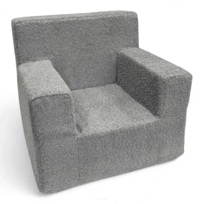 Abbildung von FORTISLINE Kindersessel 51x47x34cm Oeko TEX Spielesessel für Kinder Kinderzimmer Sessel aus Schaumstoff Teddy Stoff Viele Muster (Grau)