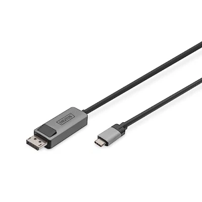 Abbildung von DIGITUS Displayport Adapterkabel USB Typ C zu 1.4 8k/30Hz 4k/144Hz Bidirektional DP Alt Mode MST 2 m schwarz Für iPhone, MacBook, iPad, Surface