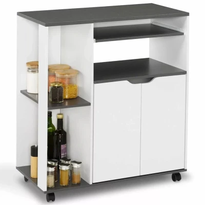 Abbildung von IDMarket Küchenwagen Cosi, Holz, weiß und graue Platte, Länge: 76 cm