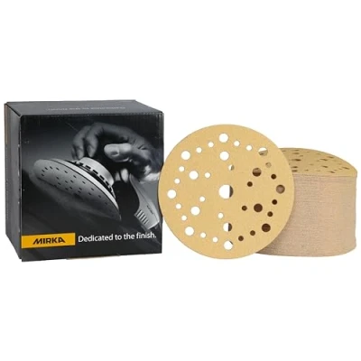 Abbildung von Mirka Gold Universal Schleifpapier Ø 150mm Klett 37 Loch / Korn P80, 100 Stk Zum Schleifen von Gips, Spachtel, Spanplatten, Holz, Lack