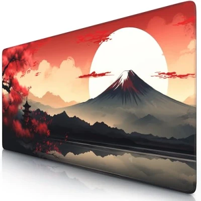 Abbildung von TITANWOLF XXL Speed Gaming Mauspad 900 x 400mm Mousepad Tischunterlage Large Size verbessert Präzision und Geschwindigkeit Japan Sunset 2