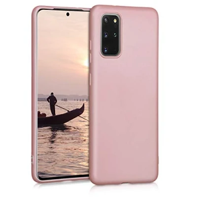 Abbildung von kwmobile Case kompatibel mit Samsung Galaxy S20 Plus Hülle Schutzhülle aus Silikon metallisch schimmernd Handyhülle Metallic Rosegold