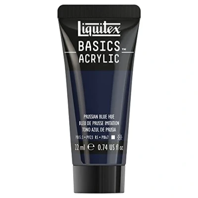 Abbildung von Liquitex 8870496​ Basics Acrylfarbe Preussischblau Farbton​, 22ml Tube, lichtecht, wasserfest, zum Malen und Dekorieren von Holz, Metall, Keramik, Kunststoff, Leinwand
