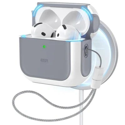 Abbildung von ESR für AirPods 4 Hülle, Kompatibel mit Gen (2024) (USB C), Unterstützt kabelloses Laden, Schutzhülle Handschlaufe, Magnetischer Deckel, Orbit Hybrid Weiß